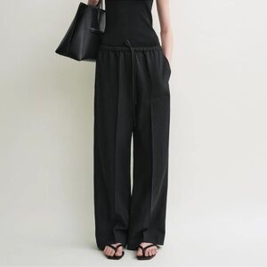 Toteme Black Fluid Drawstring Trousers Size 34 US 2
